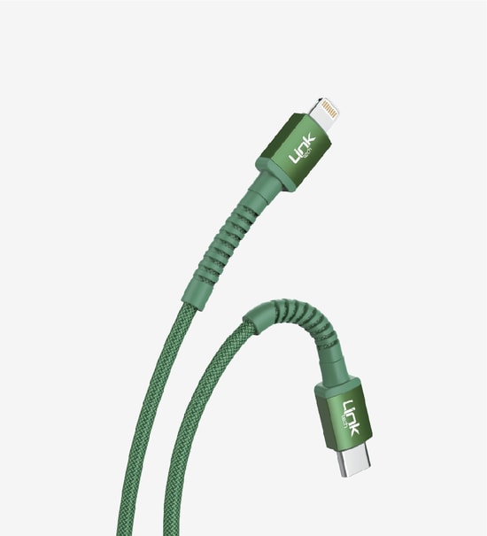 Linktech K599 Safe 3a 27w Pd Örgülü Metal Başlı Tip-C Lightning Kırmızı Şarj Kablosu