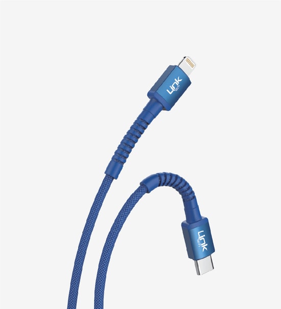 Linktech K599 Safe 3a 27w Pd Örgülü Metal Başlı Tip-C Lightning Kırmızı Şarj Kablosu
