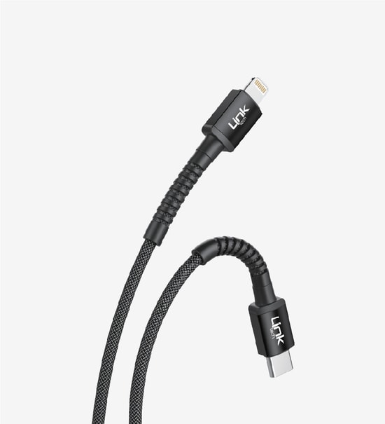 Linktech K599 Safe 3a 27w Pd Örgülü Metal Başlı Tip-C Lightning Kırmızı Şarj Kablosu