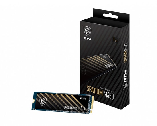 MSI Spatium M450 1TB NVMe M.2 SSD - PCIe Gen4, 3600/3000 MB/s Okuma/Yazma, Yüksek Performanslı, Dahili HMB, 3D NAND