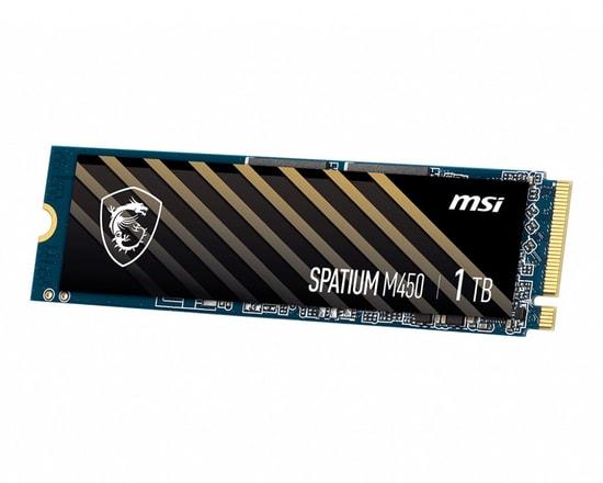 MSI Spatium M450 1TB NVMe M.2 SSD - PCIe Gen4, 3600/3000 MB/s Okuma/Yazma, Yüksek Performanslı, Dahili HMB, 3D NAND
