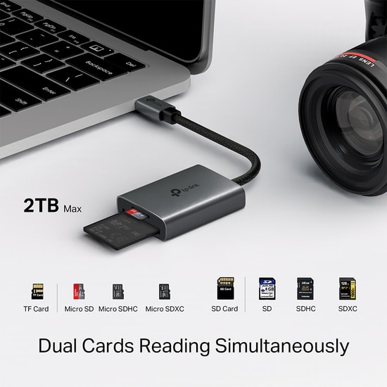 TP-Link UA440C USB 3.0 Type-C SD/MicroSD 4.0 UHS-II Kart Okuyucu: 312MB/s Hızlı, 2TB Destekli, Çift Yuvalı