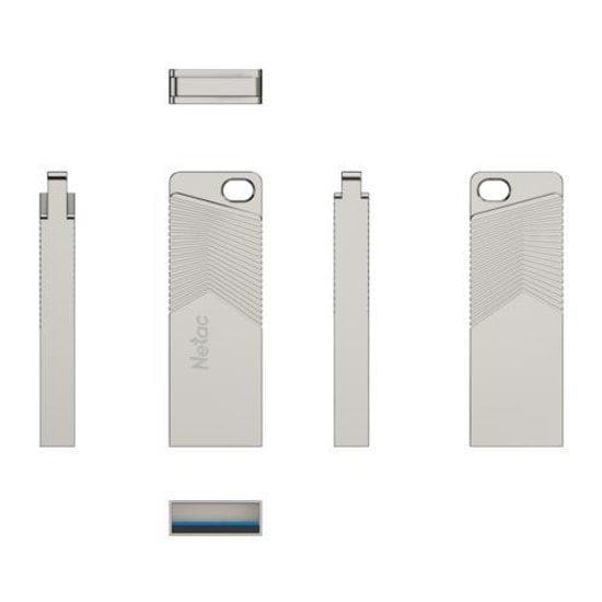 Netac UM1 64GB Gümüş USB 3.2 Flash Bellek (NT03UM1N-064G-32PN) - Metal Kasa, Yüksek Hızlı Veri Aktarımı