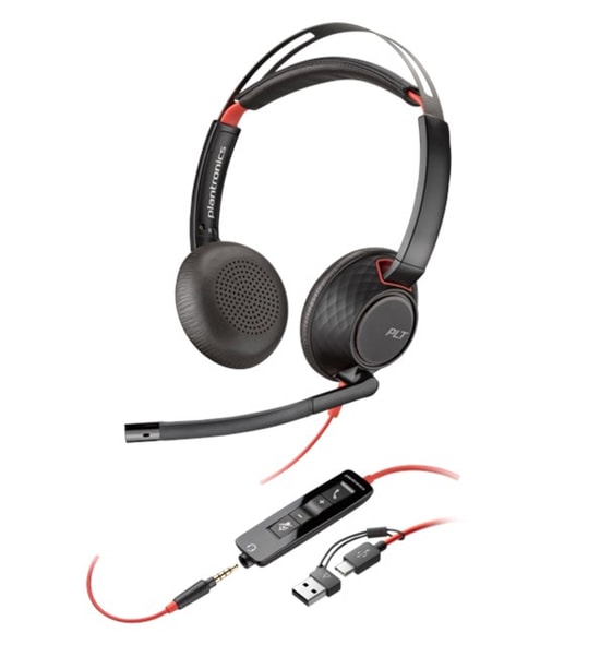 HP Poly BlackWire 5220 Stereo USB-C Headset + 3.5mm Plug + USB-C/A Adapter 8X231AA Kulaklık Seti