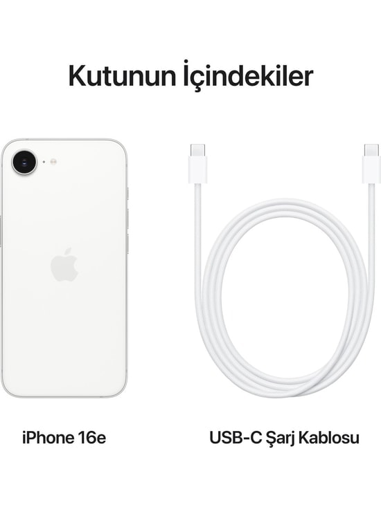 Apple iPhone 16E 128 GB 8 GB RAM Beyaz Akıllı Telefon (Türkiye Garantili) - 6.1" Ekran, A18 Çip, 48 MP Kamera