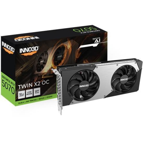 Inno3D RTX5070 Twin X2 OC 12GB 192Bit GDDR7 Ekran Kartı (N50702-12D7X-195064N) - PCIe 5.0, DLSS 4, NVIDIA Reflex 2