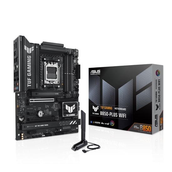 ASUS TUF GAMING B850-PLUS WIFI Anakart: AMD AM5, DDR5 8000MHz, 3xM.2, USB 3.2, WiFi 7, 2.5G LAN, AURA RGB, AI Ready, ATX