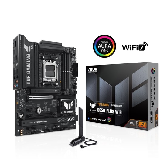ASUS TUF GAMING B850-PLUS WIFI Anakart: AMD AM5, DDR5 8000MHz, 3xM.2, USB 3.2, WiFi 7, 2.5G LAN, AURA RGB, AI Ready, ATX