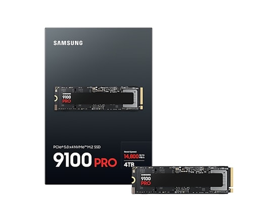Samsung 9100 PRO 4TB NVMe M.2 NAND SSD (MZ-VAP4T0BW) - PCIe Gen 5x4, 14800/13400MB/s, 4GB LPDDR4X Cache, PS5 Uyumlu