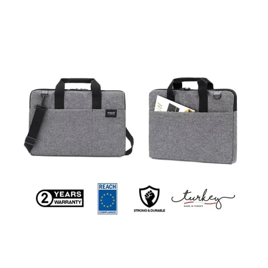 Mack City Fit Eco MCC-702 14.1" Gri Laptop Çantası - Su Geçirmez, Geri Dönüştürülmüş Kumaş, Ergonomik Tasarım