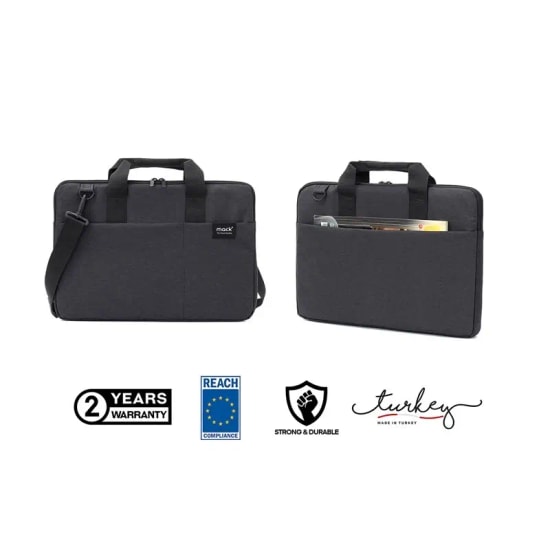 MACK MCC-701 City Fit Eco 14.1" Siyah Notebook Çantası - Su Geçirmez, Geri Dönüştürülmüş Kumaş, Ergonomik Tasarım