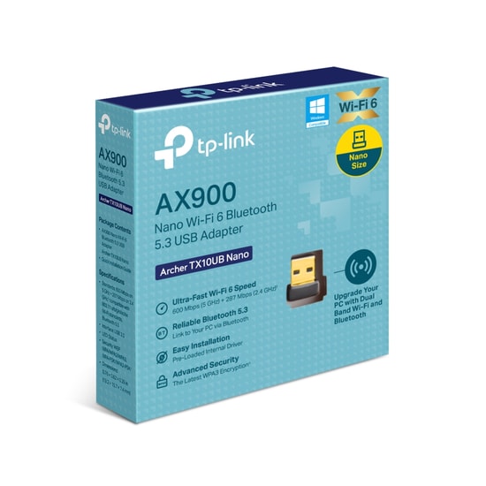 TP-Link Archer TX10UB Nano AX900 WiFi 6 USB Ağ ve Bluetooth Adaptör - BT 5.3, WPA3, USB 2.0, Dahili Anten, MU-MIMO