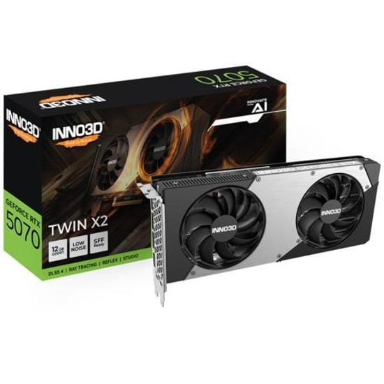 Inno3D RTX5070 Twin X2 12GB 192Bit GDDR7 Ekran Kartı (N50702-12D7-195064N) - DLSS 4, NVIDIA Reflex, 3x DP, HDMI