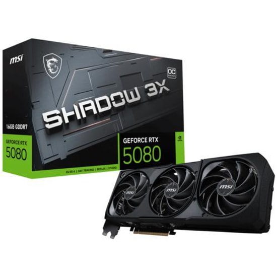 MSI GeForce RTX 5080 Shadow 3X OC 16GB GDDR7 Ekran Kartı - 256 Bit, 2640 MHz, 3xDP 2.1, HDMI 2.1, PCIe 5.0, DX 12