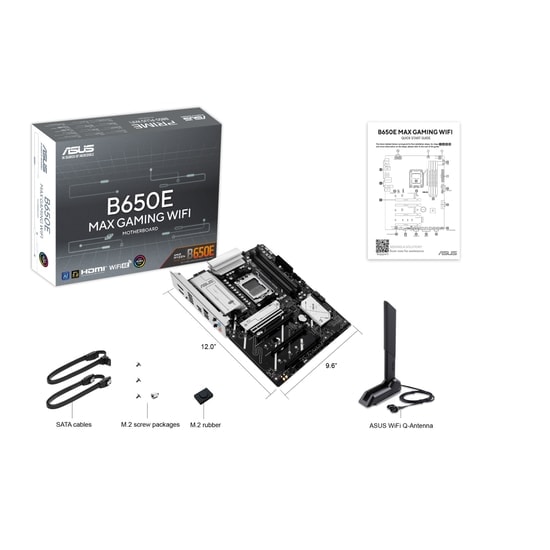 Asus B650E Max Gaming Wifi AM5 DDR5 ATX Anakart - 8000MHz OC, 3xM.2, PCIe 5.0, WiFi 6E, BT 5.3, AI Destekli, Gaming