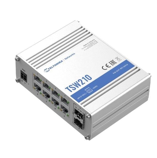 Teltonika TSW210000010 8 Port Gigabit - 2 Port SFP Yönetilemez Endüstriyel Ethernet Switch, Metal Kasa, Tak Çalıştır
