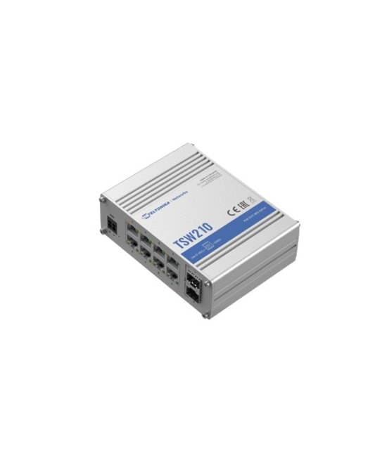 Teltonika TSW210000010 8 Port Gigabit - 2 Port SFP Yönetilemez Endüstriyel Ethernet Switch, Metal Kasa, Tak Çalıştır
