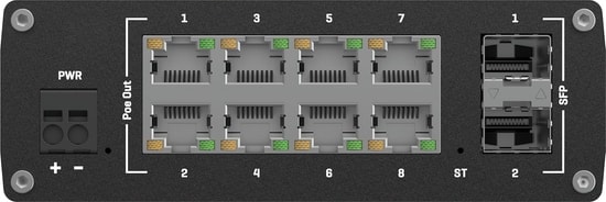 Teltonika TSW202000000 8 Port Gigabit PoE+ 2 Port SFP Yönetilebilir Endüstriyel Ethernet Switch, 30W Güç Desteği
