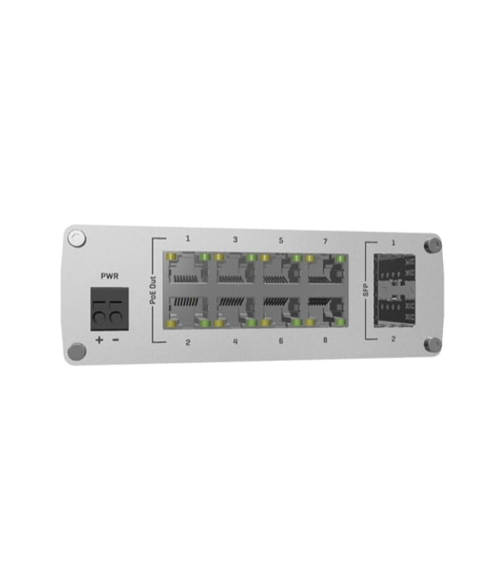 Teltonika TSW200000040 8 Port Gigabit - 2 Port SFP Yönetilemez PoE+ Endüstriyel Ethernet Switch, Metal Kasa