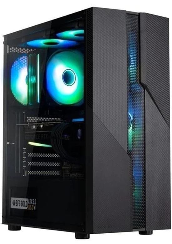 BitFenix C20 Siyah 600W 80+ Bilgisayar Kasası (BFC-C20W60KKGKK-4F) - 4x120mm FRGB Fan, ATX, Temperli Cam, Mesh Panel