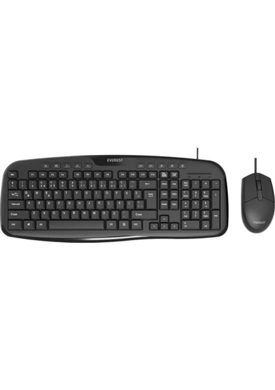 Everest UN-795 USB Kablolu Siyah Klavye Mouse Set - Ergonomik Tasarım, Q TR Klavye, 800 DPI Optik Mouse, Multimedya
