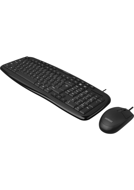 Everest UN-795 USB Kablolu Siyah Klavye Mouse Set - Ergonomik Tasarım, Q TR Klavye, 800 DPI Optik Mouse, Multimedya