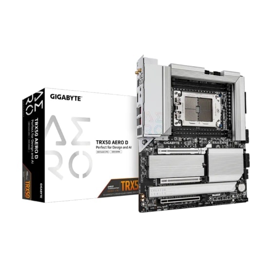 Gigabyte TRX50-AERO-D TR5 DDR5 E-ATX Anakart - AMD TRX50, 7800MHz OC, 4xM.2, USB4, PCIe Gen 5, Wi-Fi 7, 24pin VRM