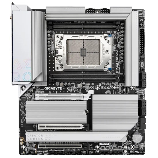Gigabyte TRX50-AERO-D TR5 DDR5 E-ATX Anakart - AMD TRX50, 7800MHz OC, 4xM.2, USB4, PCIe Gen 5, Wi-Fi 7, 24pin VRM