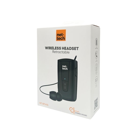 Nettech NT-BTH13 Makaralı Kulakiçi Bluetooth Kulaklık (Siyah) - NT-88407, Bluetooth 5.3, Mikrofonlu, 10m Menzil
