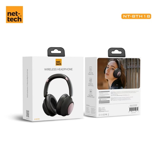 Nettech NT-BTH18 Siyah Kulak Üstü Kulaklık (NT-106759) - Bluetooth, Mikrofonlu, 900mAh Pil, Katlanabilir, 95 dB Ses