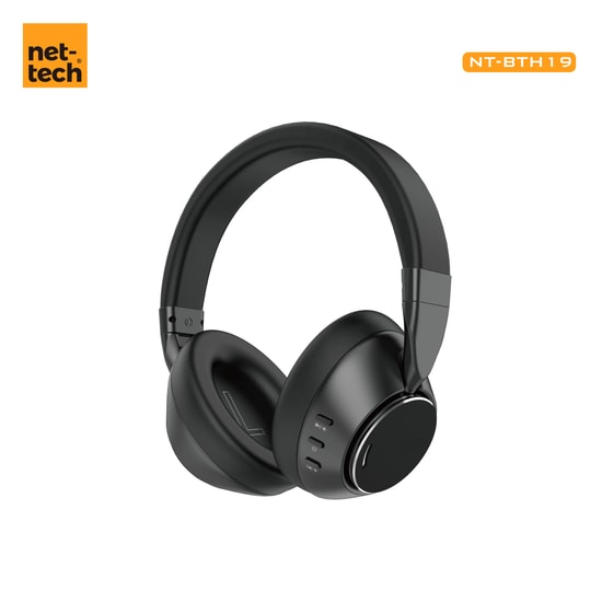 Nettech NT-BTH19 Siyah Kulak Üstü Bluetooth Kulaklık - ANC, Jack + Type C, İthalatçı Garantili