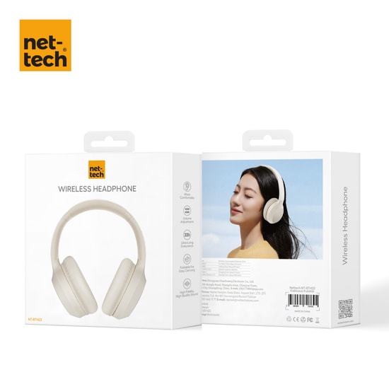 Nettech NT-BTH22 Beyaz Kablosuz Kulak Üstü Kulaklık - Dahili Mikrofon, Gürültü Önleme Özellikli