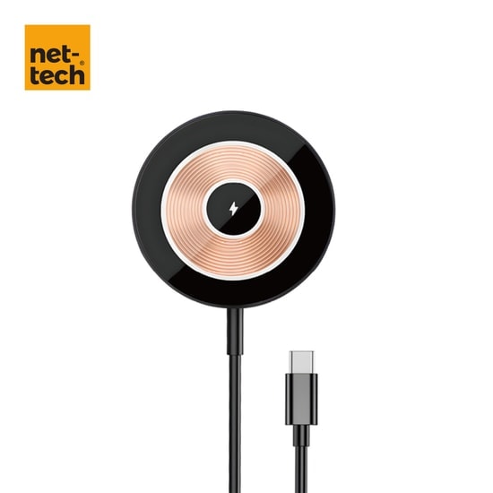 Nettech NT-WCH06 MagSafe 15W Kablosuz Şarj Aleti (Siyah) - Hızlı Şarj Desteği, Masa Tipi, Dahili Kablo Tasarımı