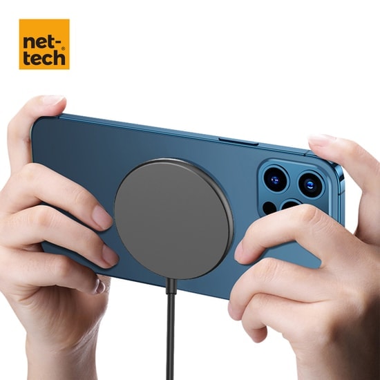 Nettech NT-WCH06 MagSafe 15W Kablosuz Şarj Aleti (Siyah) - Hızlı Şarj Desteği, Masa Tipi, Dahili Kablo Tasarımı