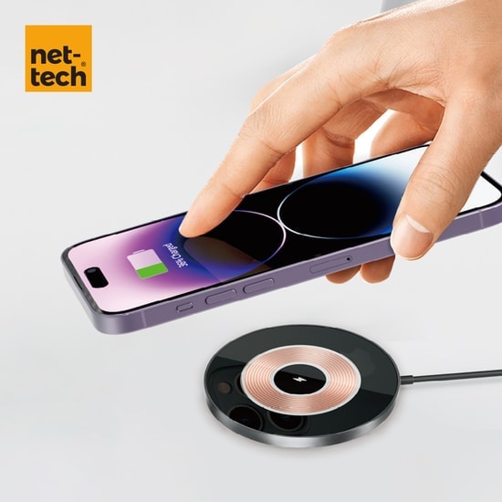 Nettech NT-WCH06 MagSafe 15W Kablosuz Şarj Aleti (Siyah) - Hızlı Şarj Desteği, Masa Tipi, Dahili Kablo Tasarımı