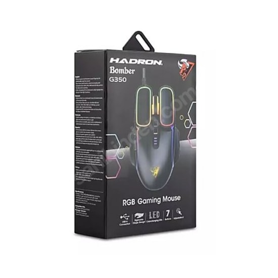 Hadron Bomber G350 Siyah Oyuncu Mouse - 6400 DPI, RGB Aydınlatma, Ergonomik Tasarım, Kablolu Mouse