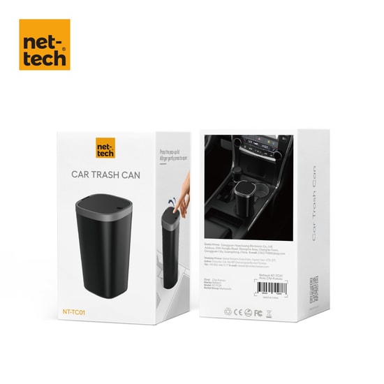 Nettech NT-TC01 Siyah Araç İçi Çöp Kutusu - NT-107454, Pratik Kullanım, Hijyenik ve Şık Tasarım, Kolay Temizlenebilir
