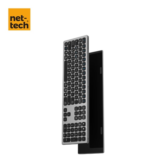 Nettech NT-KM01 Siyah Türkçe Q Düzen Bluetooth Klavye - Alüminyum, Multimedya Tuşlu, 10 Metre Mesafeli (NT-107453)