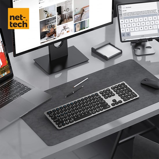 Nettech NT-KM01 Siyah Türkçe Q Düzen Bluetooth Klavye - Alüminyum, Multimedya Tuşlu, 10 Metre Mesafeli (NT-107453)