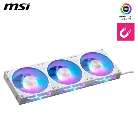 MSI MPG EZ120 ARGB 3W 3x120mm Beyaz Kasa Fanı - 1900 RPM, 73.82 CFM, Manyetik Daisy-Chain Tasarım, ARGB Aydınlatma
