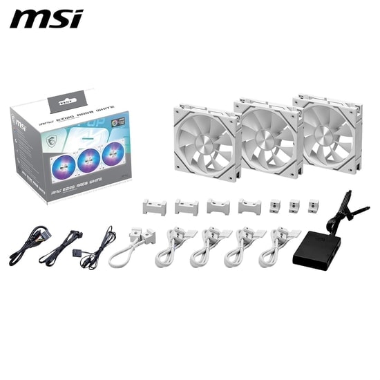 MSI MPG EZ120 ARGB 3W 3x120mm Beyaz Kasa Fanı - 1900 RPM, 73.82 CFM, Manyetik Daisy-Chain Tasarım, ARGB Aydınlatma