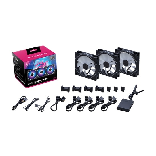 MSI MPG EZ120 ARGB 3B 3x120mm Siyah Argb Kasa Fanı - Manyetik Daisy-Chain, 1900 RPM, 73.82 CFM, PWM Fan Seti