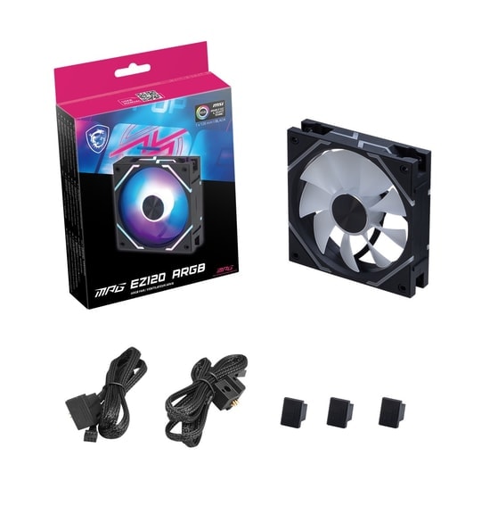 MSI MPG EZ120 ARGB 3B 3x120mm Siyah Argb Kasa Fanı - Manyetik Daisy-Chain, 1900 RPM, 73.82 CFM, PWM Fan Seti