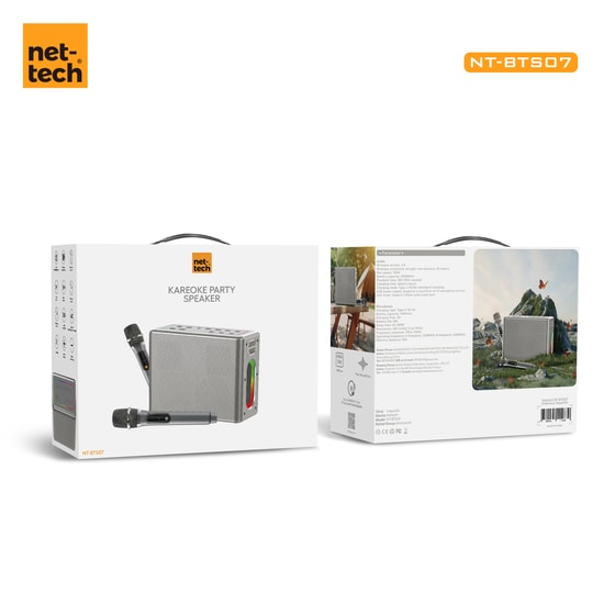 Nettech NT-BTS07 12000 Mah Karaoke Box Kablosuz Speaker (Gri) Bluetooth Hoparlör