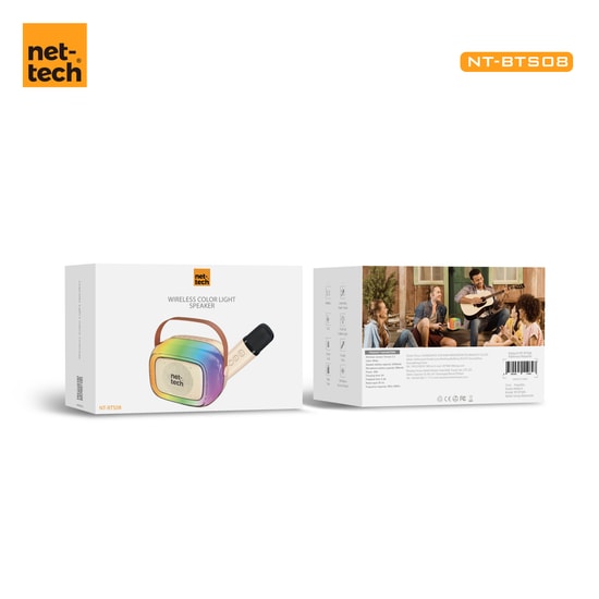 Nettech NT-BTS08 RGB Karaoke Box Kablosuz Speaker (Bej) Bluetooth Hoparlör