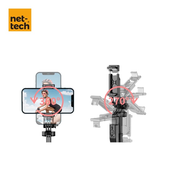 Nettech NT-MT04 Taşınabilir Selfie Çubuk Multi-Function Tripod Stand (Siyah)