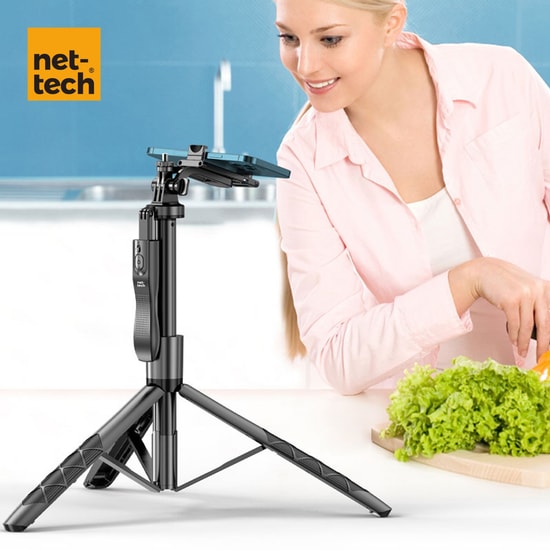 Nettech NT-MT04 Taşınabilir Selfie Çubuk Multi-Function Tripod Stand (Siyah)