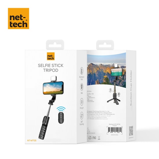 Nettech NT-MT05 Taşınabilir Selfie Çubuk Işıklı Tripod (Siyah)