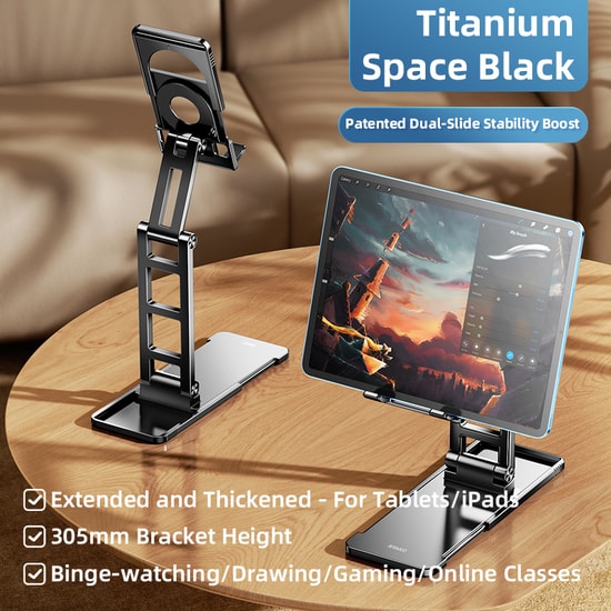 Rtako TC06 Siyah Tablet Telefon Masaüstü Standı - (NT-112813) - Ayarlanabilir Açılı, Kaymaz Taban ve Ergonomik Tasarım