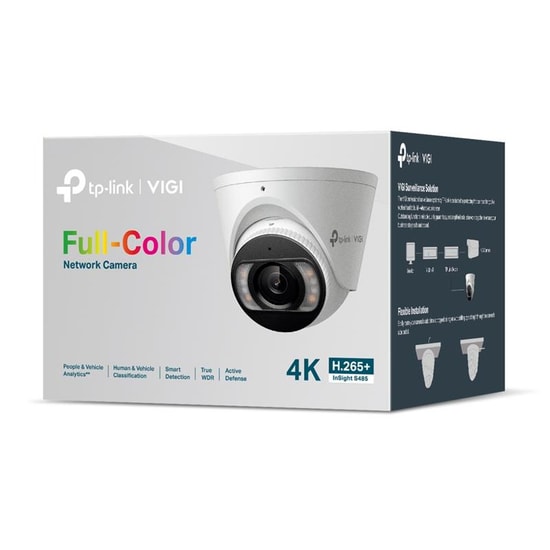 TP-Link InSight S485 (2.8mm) 8MP Full-Color Turret IP Kamera - 4K, 30m IR, İnsan Araç Algılama, Mikrofon, İki Yönlü Ses
